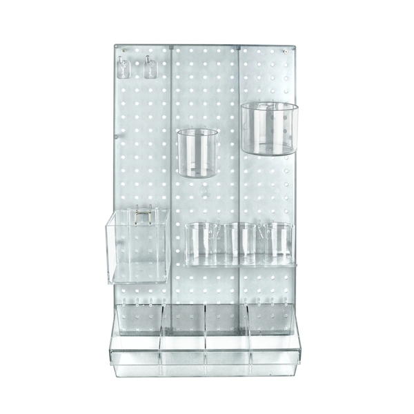 Azar Displays 12-Piece Clear Pegboard Organizer Kit with 1 Panel and Accessory 900942-CLR